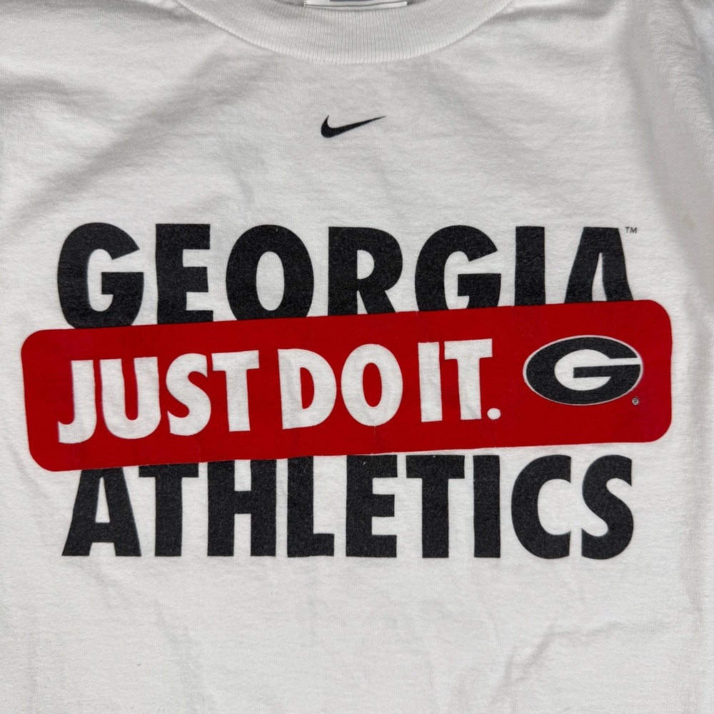 Vtg Nike Team Georgia Bulldogs T-shirt Mens Large White Just Do It Athletics Y2K - Picture 3 of 9